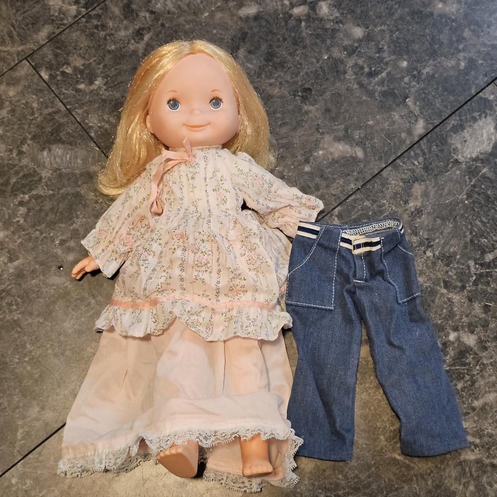 1978 Fisher Price Doll My Friend Mandy #211 Dress Skirt Jeans Vtg Blonde Toy 70s